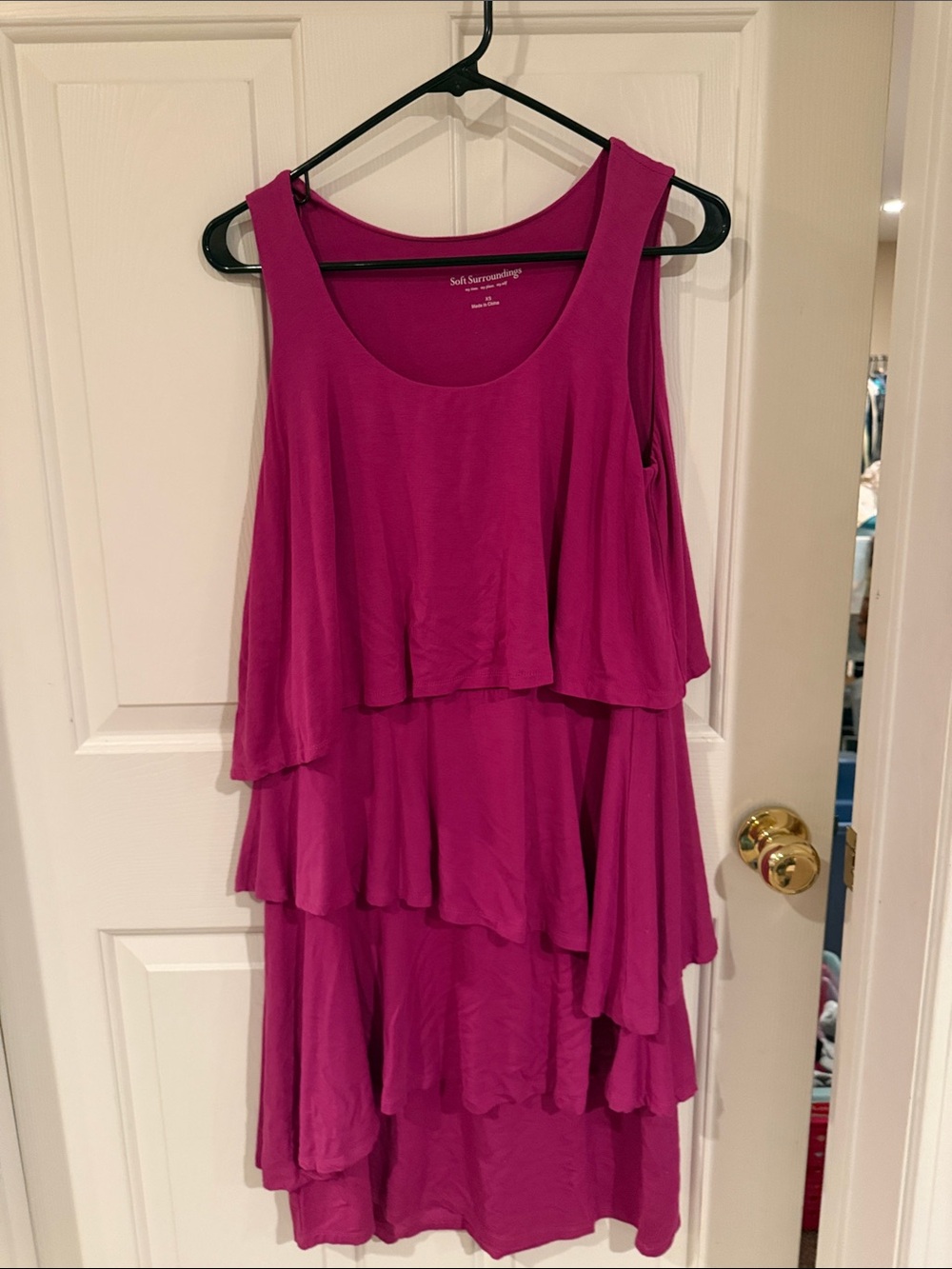 Soft Surroundings Fuchsia Tiered Scoop Neck Tank Dress